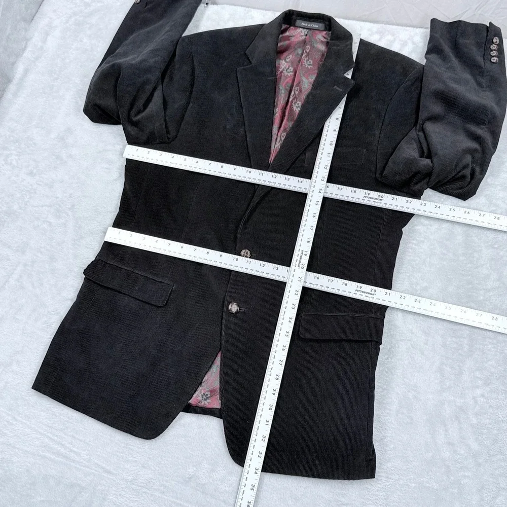 Lauren Ralph Lauren Corduroy Blazer Mens 44L Dark Brown Paisley Lined Sport Coat